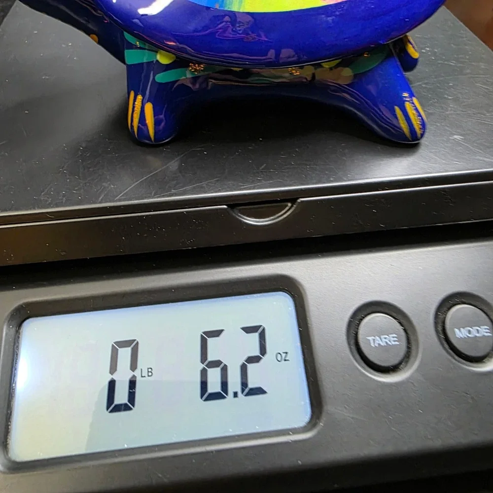 Folk Art Blue Ceramic Sea Turtle Trinket Box Talavera Decor Jewelry Dish